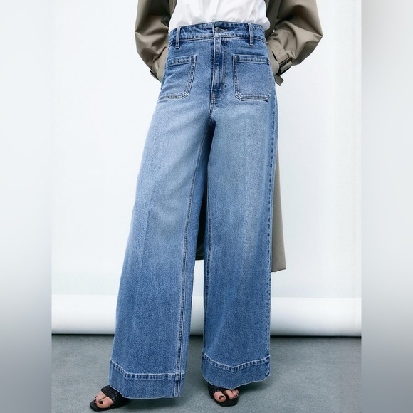 H&M HIGH WAIST WIDE LEG JEANS Size 6 - Picture 5 of 9